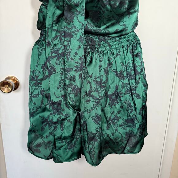 Do+Be Green Satin Halter Tie Back Smocked Mini Dress Small 90s Y2K Bratz Party - Picture 6 of 13